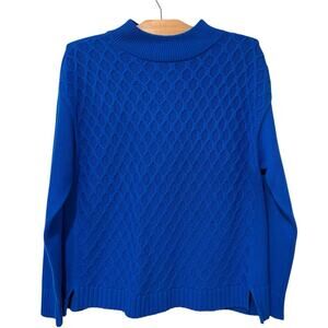 Talbots | Sweater Blue Mock Neck Long Sleeve Honeycomb Textured- Size Large